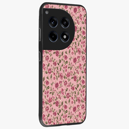 Charming Pink Floral Glass Case for 1+12R side perspective highlighting subtle floral textures and smooth edges