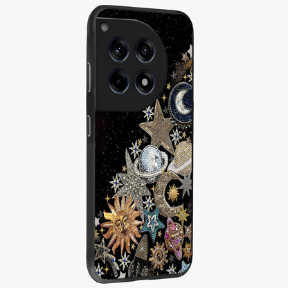 Cosmic Sparkle Dreams Glass Case for 1+12R side perspective highlighting shimmering textures and sleek edges
