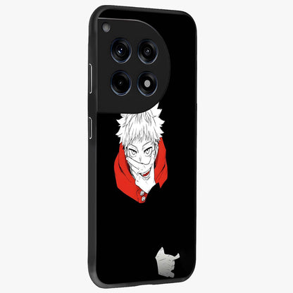 Crimson Chaos Smile Glass Case for 1+12R side perspective highlighting intense color contrast and sleek edges