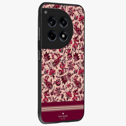 Crimson Rose Charm Glass Case for 1+12R side perspective highlighting delicate rose textures and smooth edges
