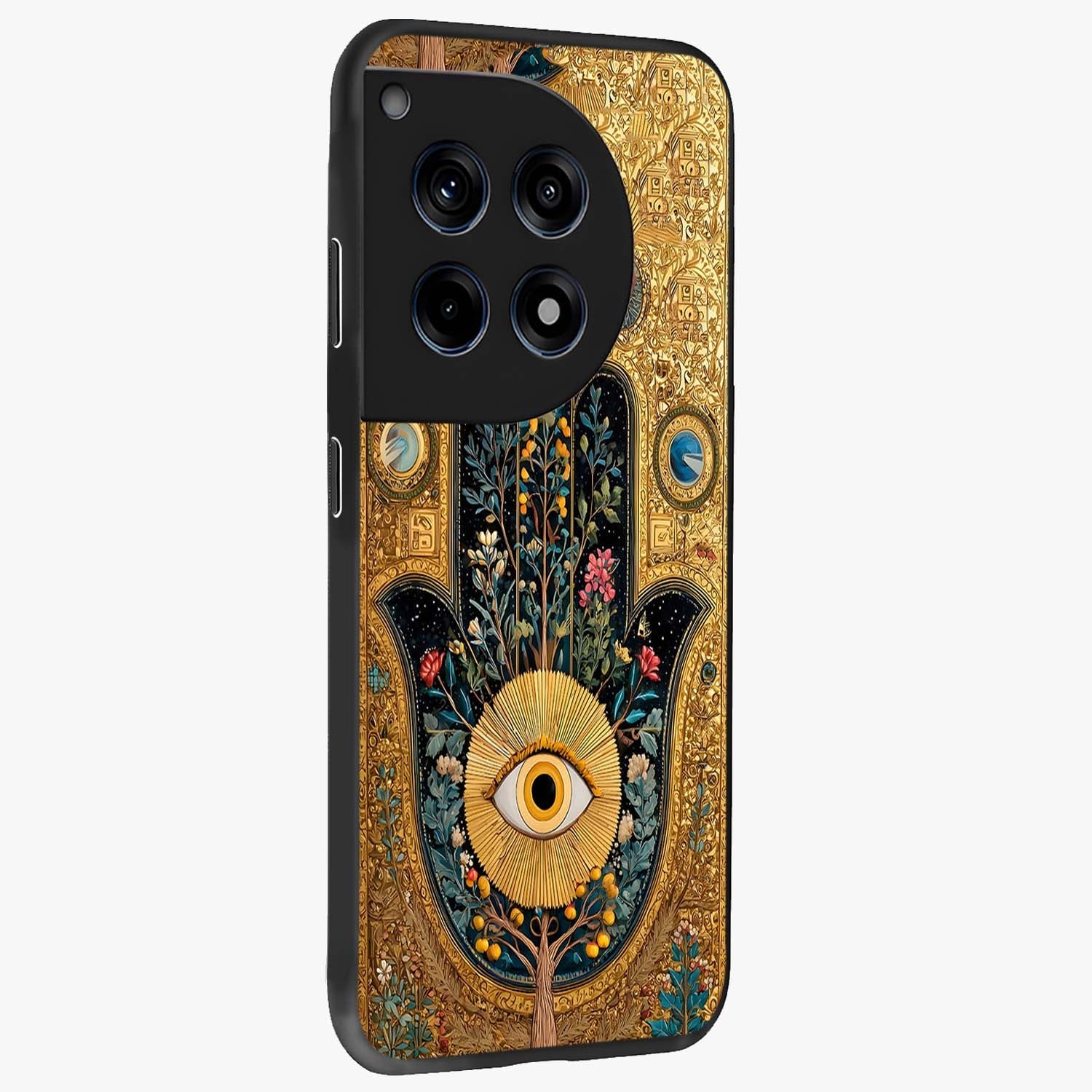 Ethereal Evil Eye Glass Case for 1+12R side perspective highlighting delicate protective detailing and smooth edges