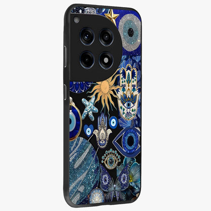 Evil Eye Charm Mix Glass Case for 1+12R side perspective highlighting intricate charm detailing and smooth build