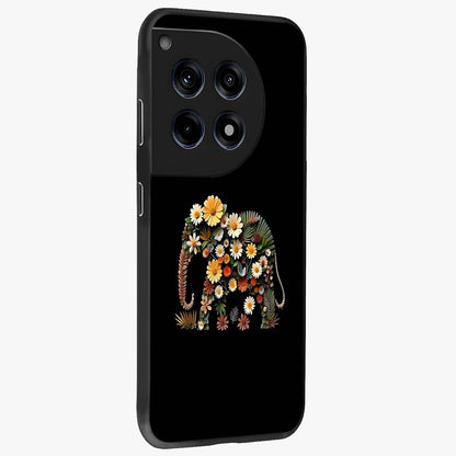 Floral Elephant Glass Case for 1+12R side perspective highlighting intricate artwork and smooth premium build