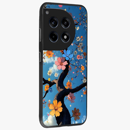 Floral Tree Glass Case for 1+12R side perspective highlighting vibrant floral patterns and sleek edges