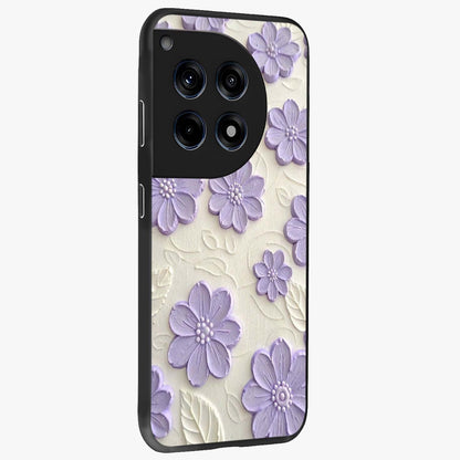Floral Wall Art With Purple Flowers Glass Case for 1+12R side perspective highlighting delicate bloom details and premium build