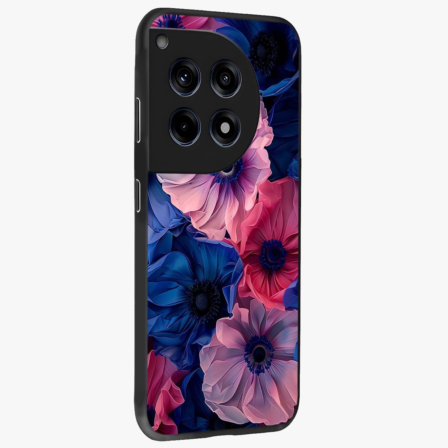 Flower Paper Art Pattern Glass Case for 1+12R side perspective highlighting intricate pattern design and premium build