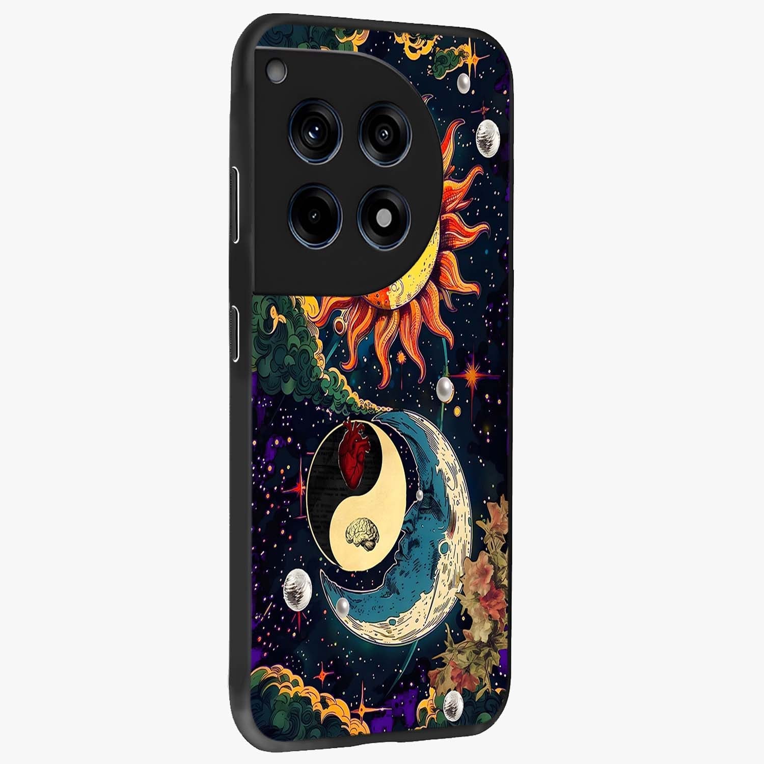 Future Universe Glass Case for 1+12R side perspective highlighting dynamic galaxy textures and premium edges