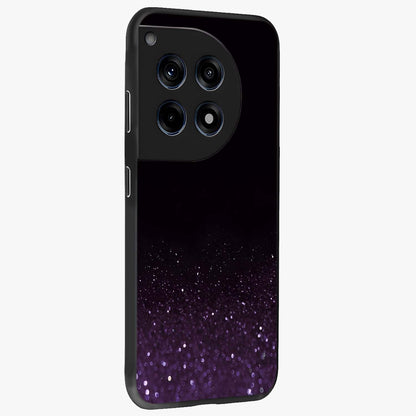 Glittery Purple Bokeh Glass Case for 1+12R side perspective highlighting glowing textures and sleek premium edges