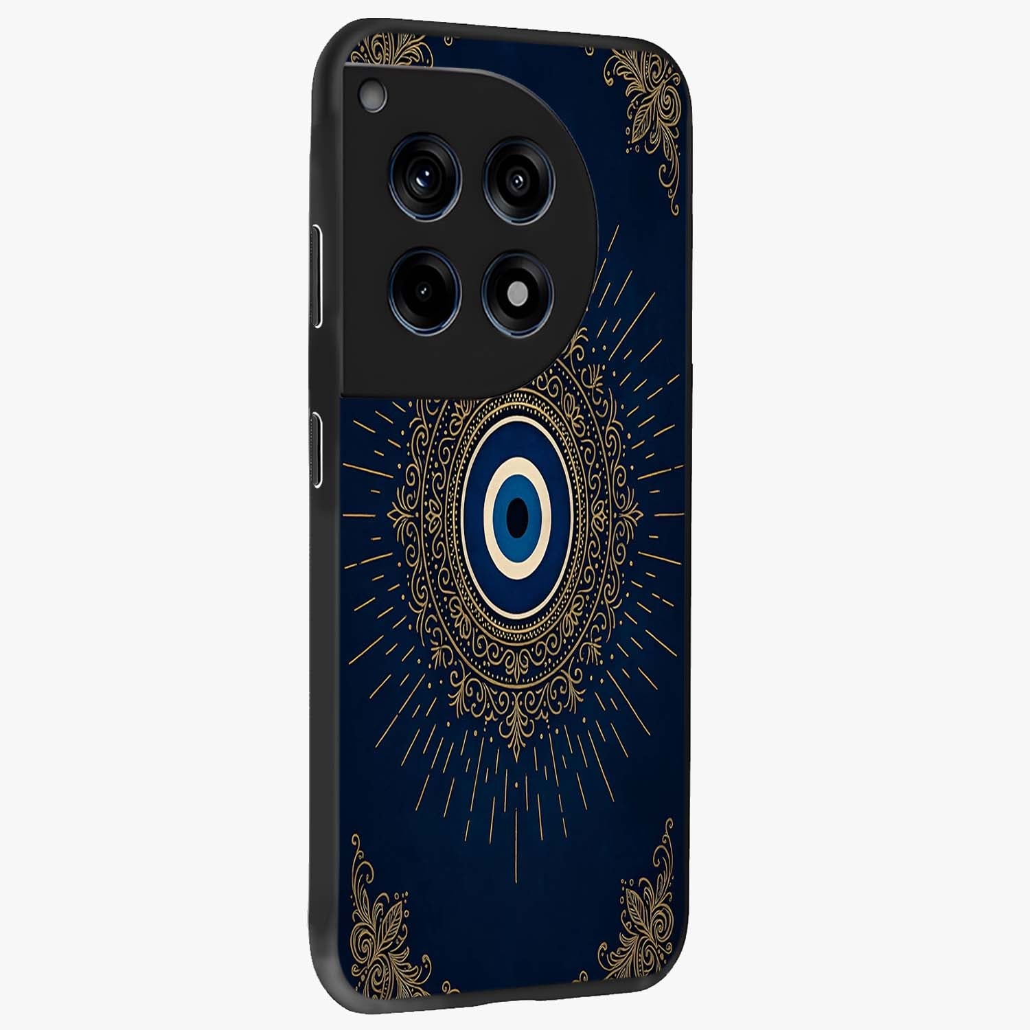 Golden Heart Glow Glass Case for 1+12R side perspective highlighting smooth heart detailing and premium edges