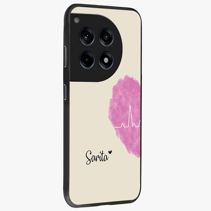 Heartbeat of Love Glass Case for 1+12R side perspective highlighting delicate heart detailing and smooth premium edges