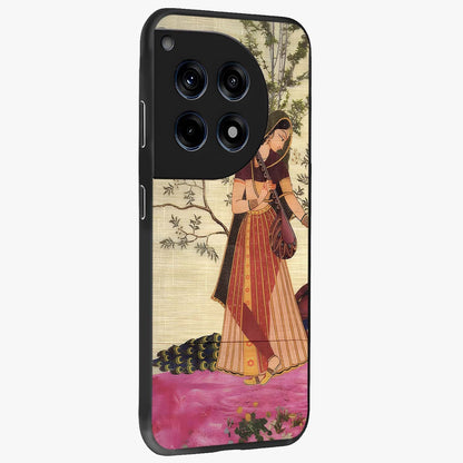 Lady With Veena Art Glass Case for 1+12R side perspective highlighting graceful illustration textures and sleek build