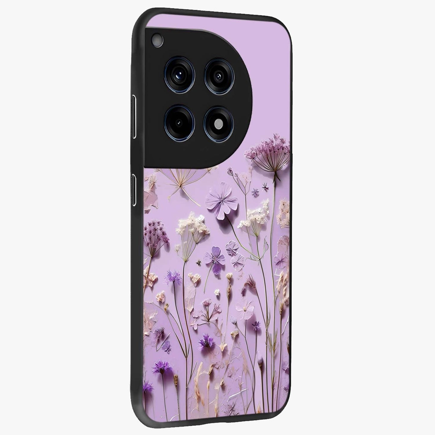 Lavender Blossom Dream Glass Case for 1+12R side perspective highlighting gentle bloom detailing and premium edges