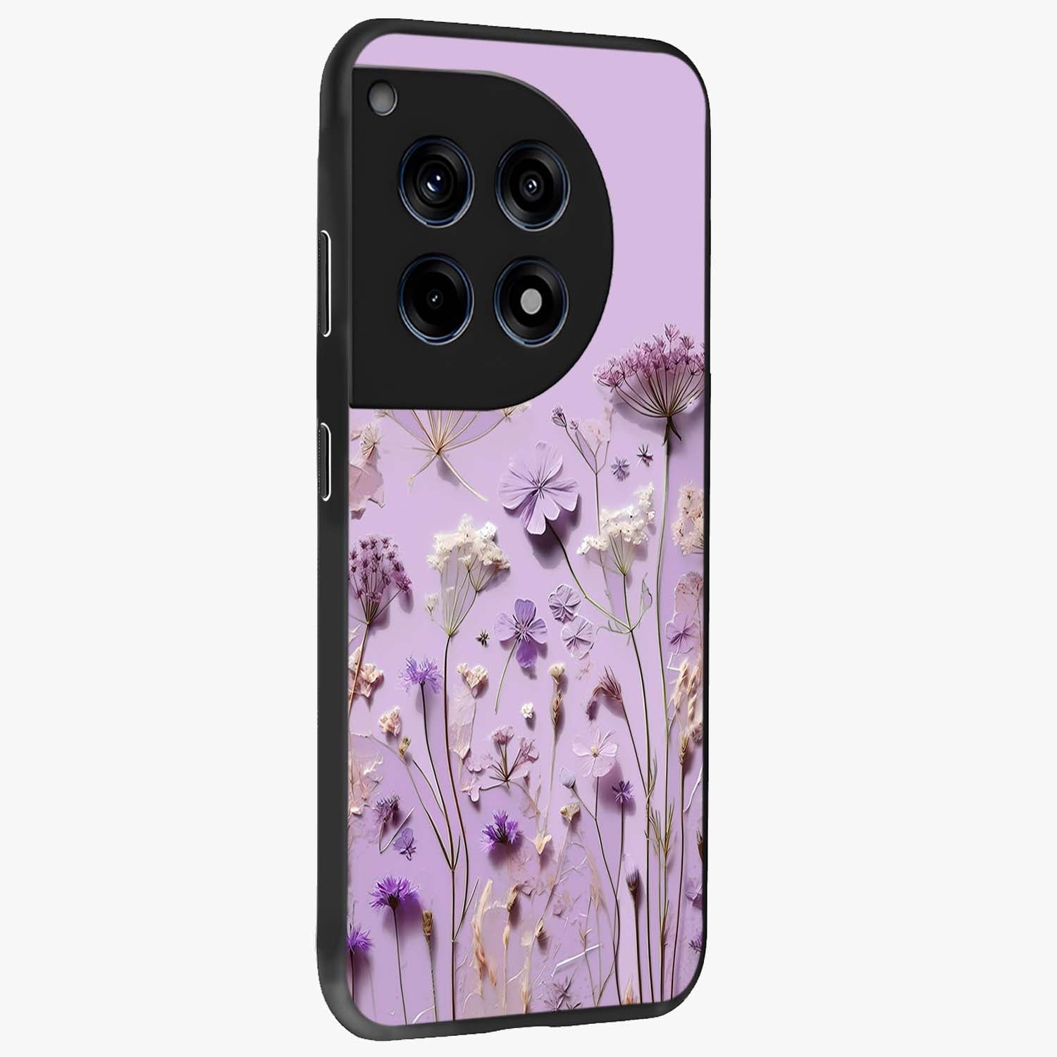 Lavender Blossom Dream Glass Case for 1+12R side perspective highlighting gentle bloom detailing and premium edges