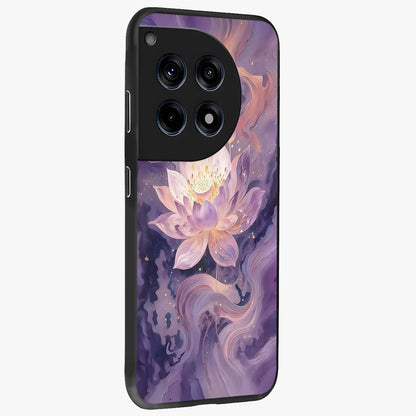 Lavender Lotus Muse Glass Case for 1+12R side perspective highlighting serene lotus textures and premium edges