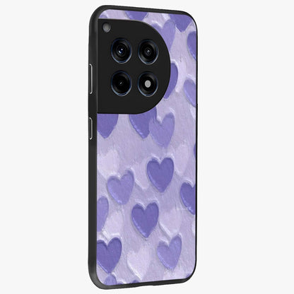Lavender Paper Hearts Glass Case for 1+12R side perspective highlighting delicate heart textures and sleek build