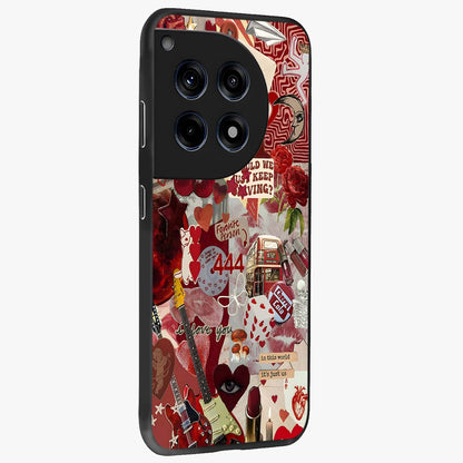 Lover’S Red Chaos Glass Case for 1+12R side perspective highlighting edgy detailing and premium build