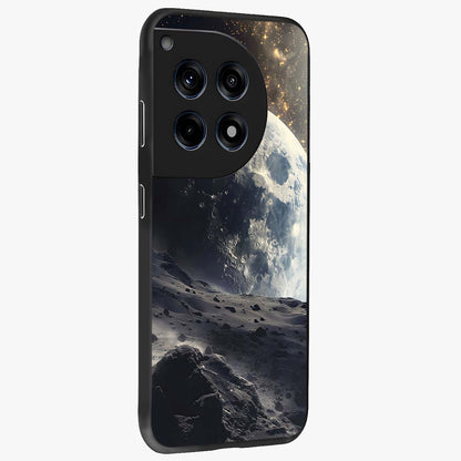 Lunar Horizon Glow Glass Case for 1+12R side perspective highlighting smooth gradient textures and premium edges