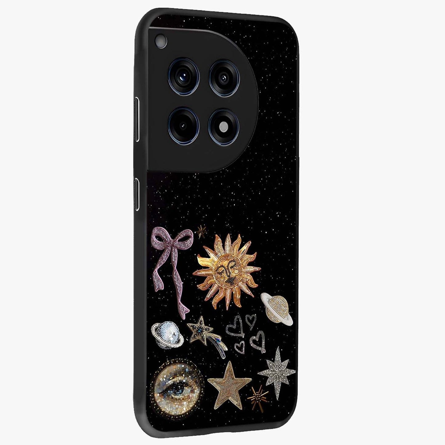 Magical Jewelry Vibe Glass Case for 1+12R side perspective highlighting radiant textures and sleek premium build