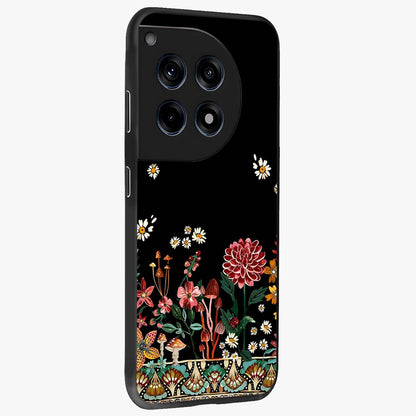 Midnight Bloom Pattern Glass Case for 1+12R side perspective highlighting intricate floral textures and premium edges