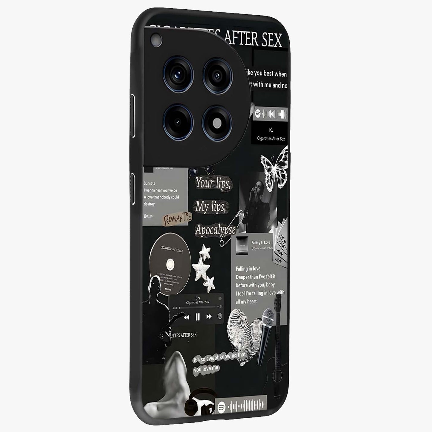 Midnight Love Glow Glass Case for 1+12R side perspective highlighting soft light textures and sleek build