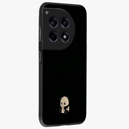 Midnight Panda Love Glass Case for 1+12R side perspective highlighting charming illustration details and premium build
