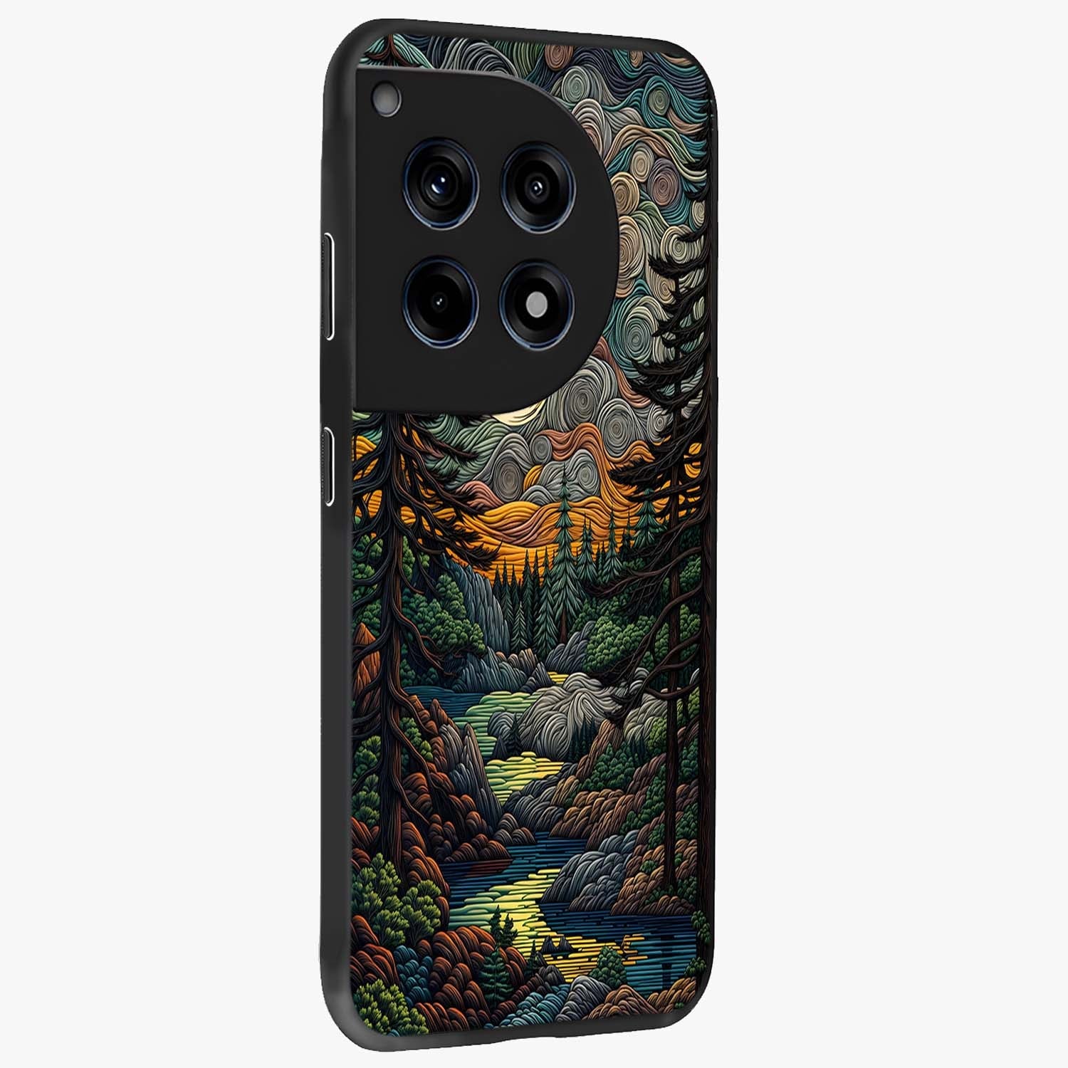 Moonlight Forest Dream Glass Case for 1+12R side perspective highlighting serene woodland textures and smooth premium build