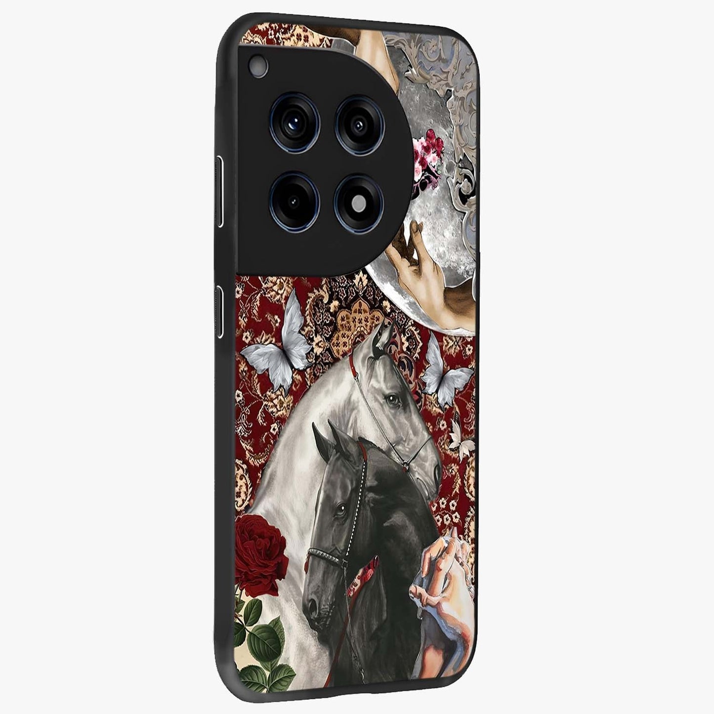 Moonlit Royal Stallion Glass Case for 1+12R side perspective highlighting refined equestrian detailing and premium edges
