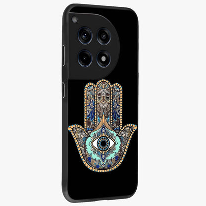 Mystic Hamsa Eye Glass Case for 1+12R side perspective highlighting ornate textures and premium edges