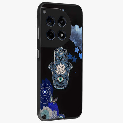 Mystic Hand Aura Glass Case for 1+12R side perspective highlighting subtle textures and sleek premium build