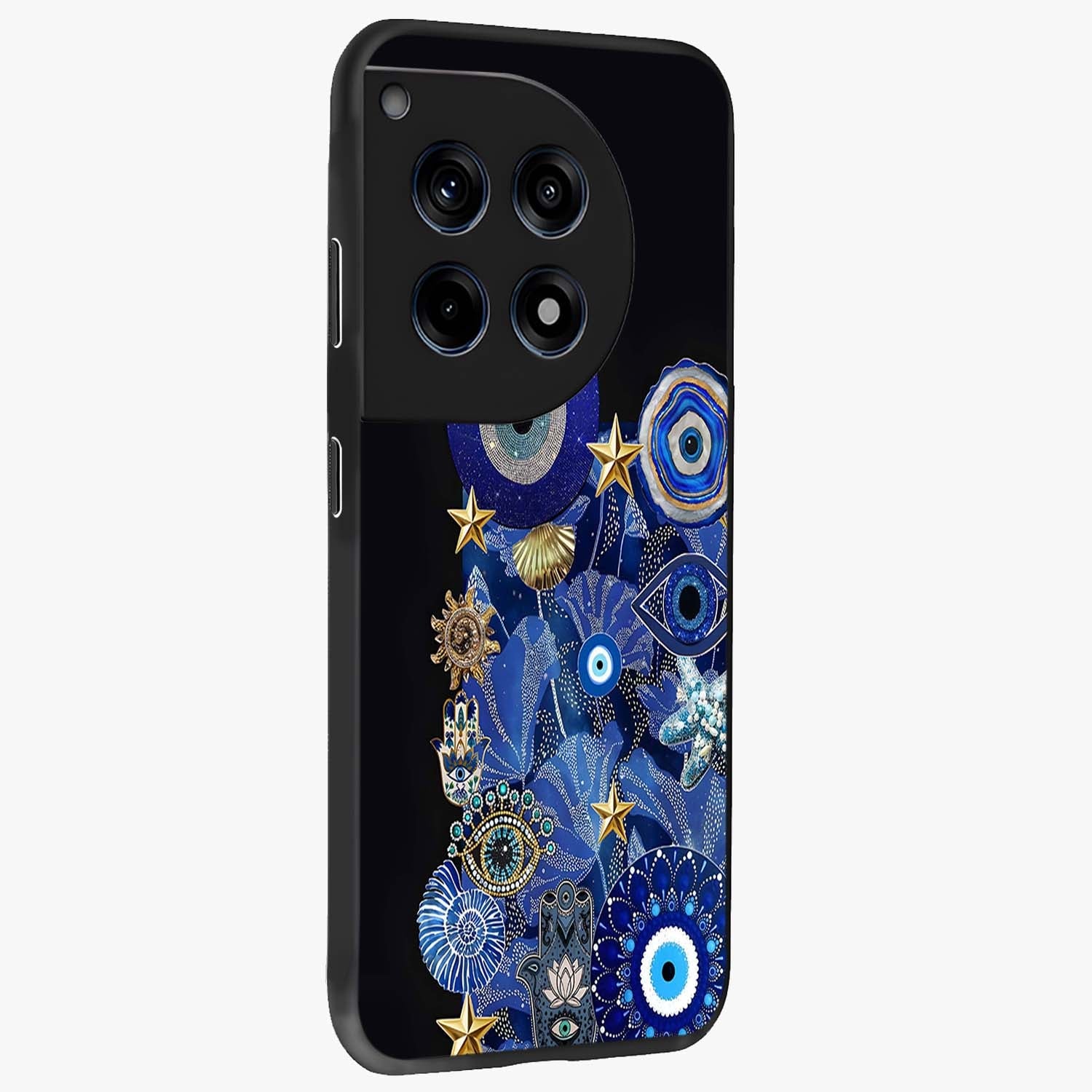 Mystic Ocean Eye Glass Case for 1+12R side perspective highlighting intricate eye textures and sleek edges