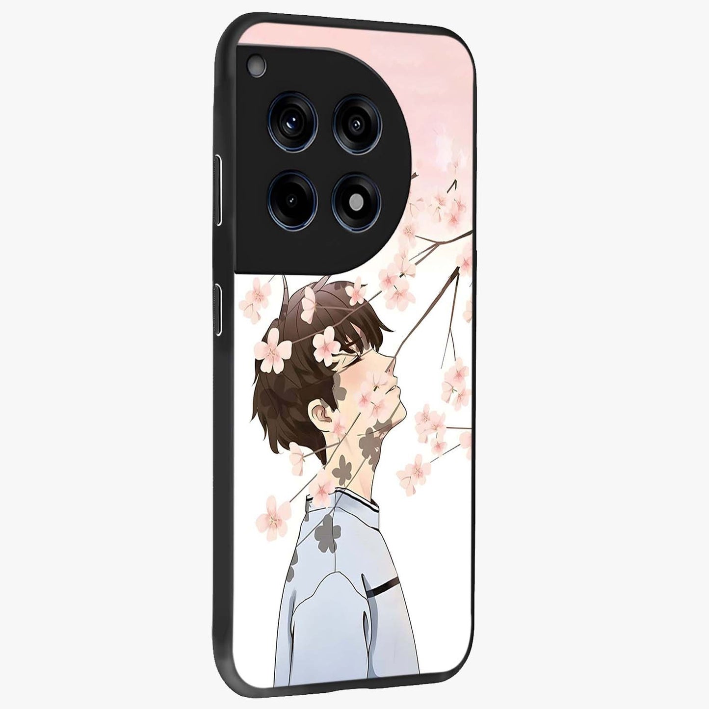 Pink Blossom Boy Glass Case for 1+12R side perspective highlighting delicate floral textures and sleek build