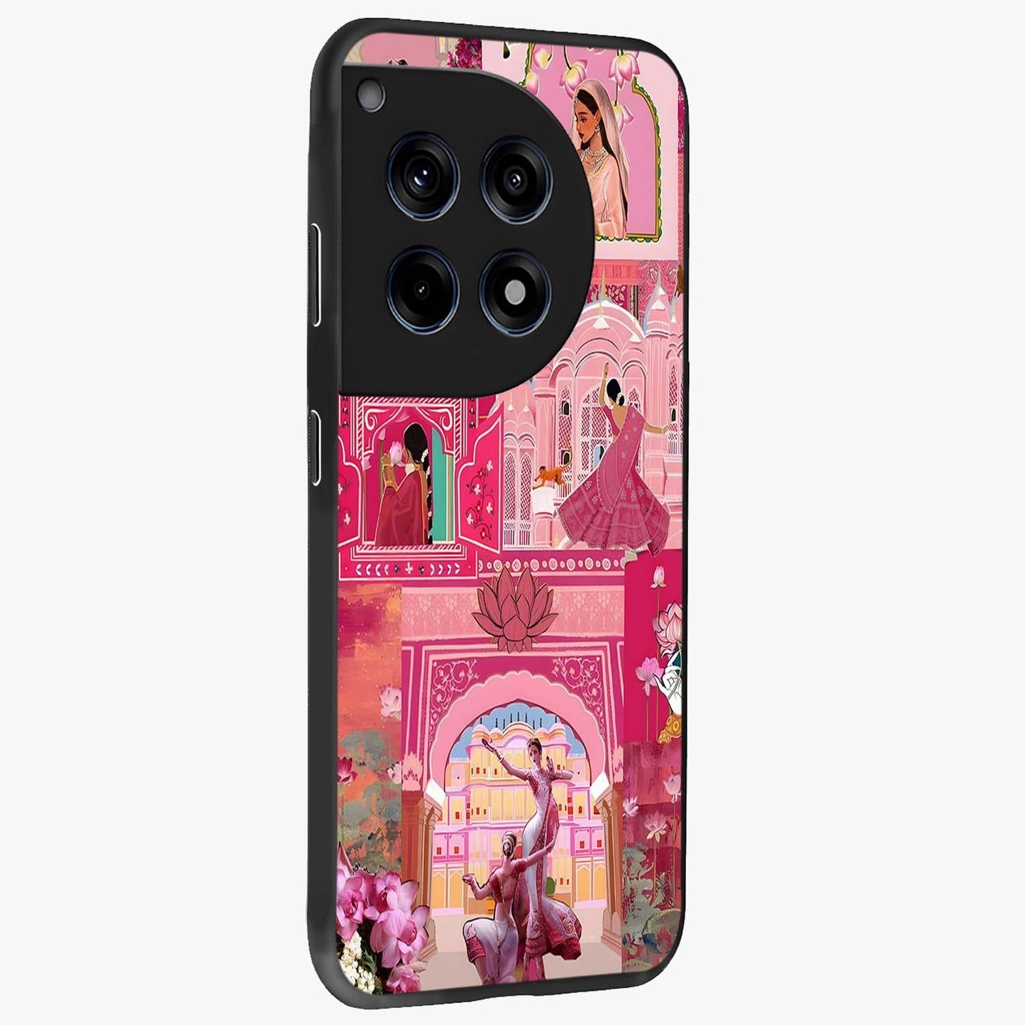 Pink Palace Muse Glass Case for 1+12R side perspective highlighting graceful textures and sleek premium build