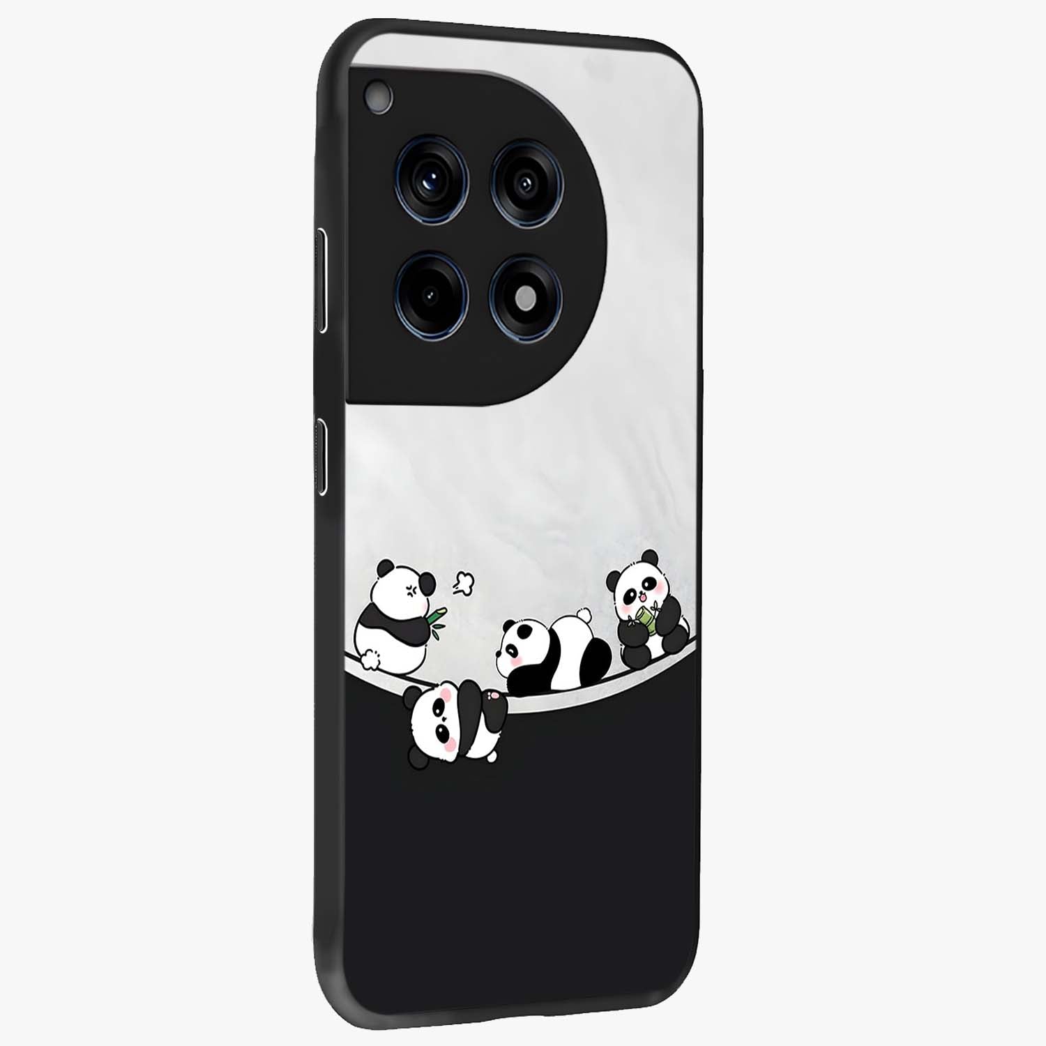 Playful Panda Parade Glass Case for 1+12R side perspective highlighting charming detailing and premium edges