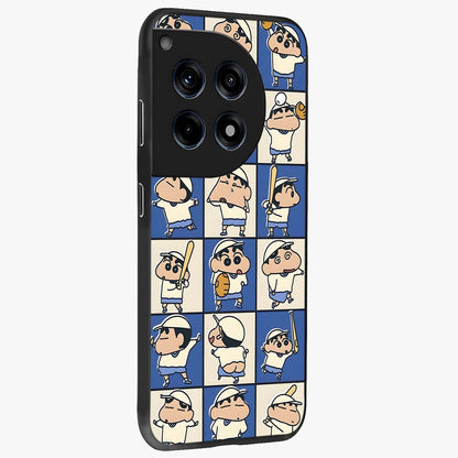 Playful Shin Swing Glass Case for 1+12R side perspective highlighting dynamic illustration textures and sleek build