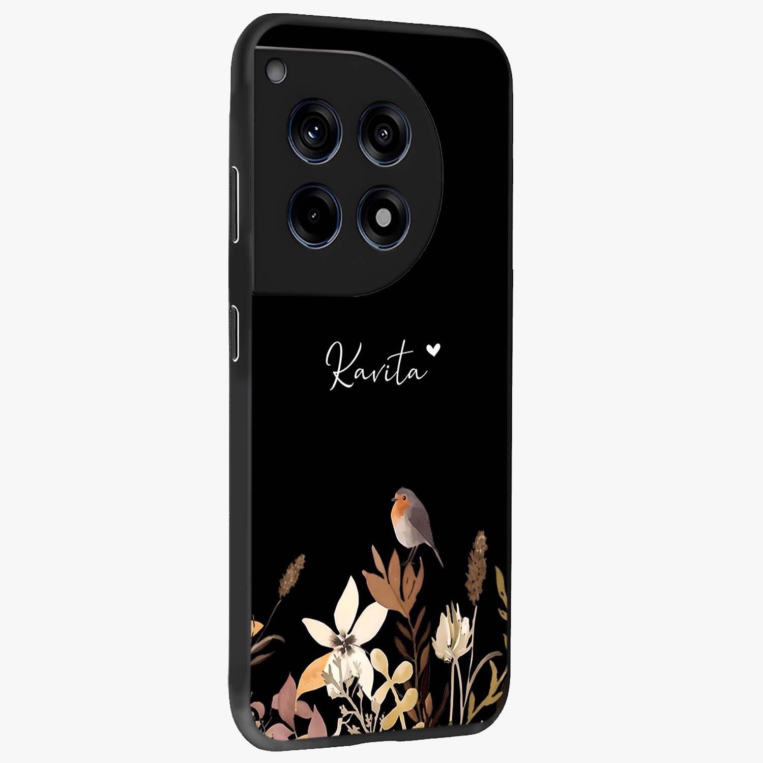 Quiet Garden Tune Glass Case for 1+12R side perspective highlighting delicate bloom textures and premium edges