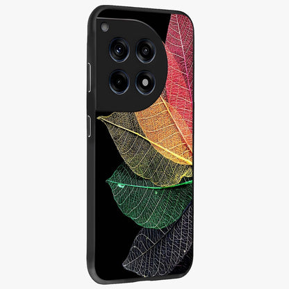 Rainbow Leaf Glow Glass Case for 1+12R side perspective highlighting bright detailing and premium edge finish