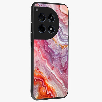 Rose Quartz Marble Glass Case for 1+12R side perspective highlighting refined marble textures and sleek premium build