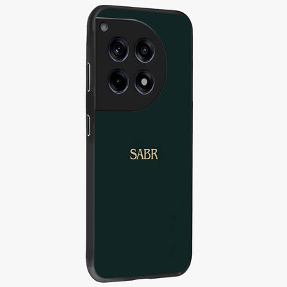 Sabr Minimal Patience Glass Case for 1+12R side perspective highlighting elegant text detailing and sleek build