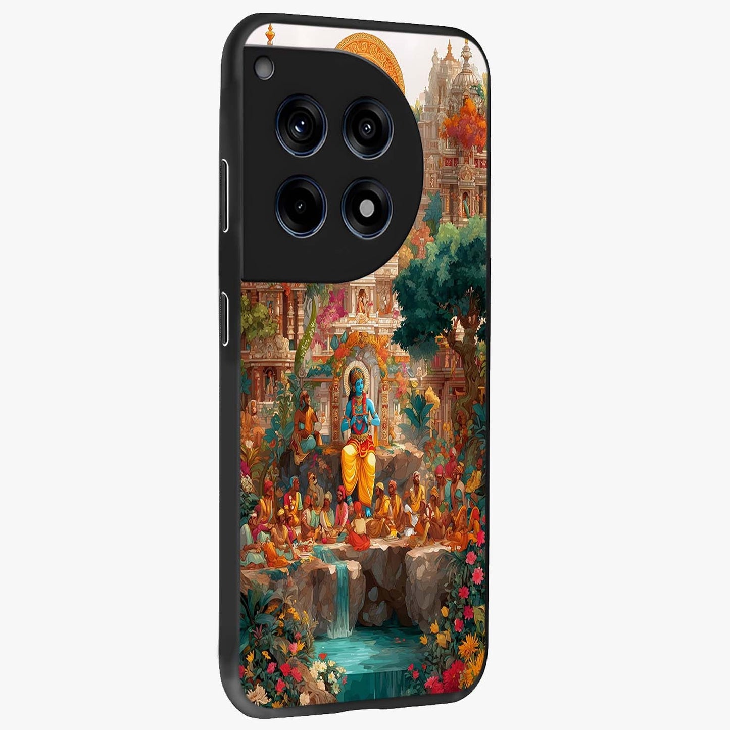 Sacred Sunlight Gods Glass Case for 1+12R side perspective highlighting intricate spiritual detailing and smooth build