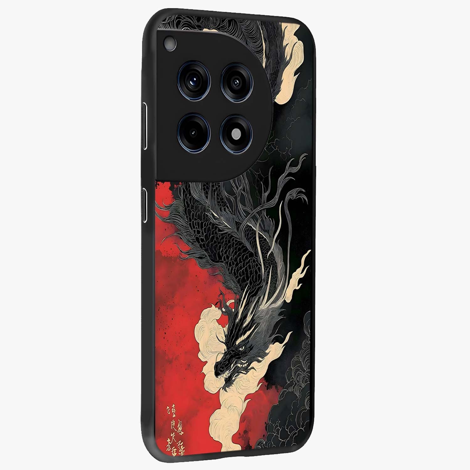 Shadow Dragon Fury Glass Case for 1+12R side perspective highlighting sharp dragon textures and sleek premium build