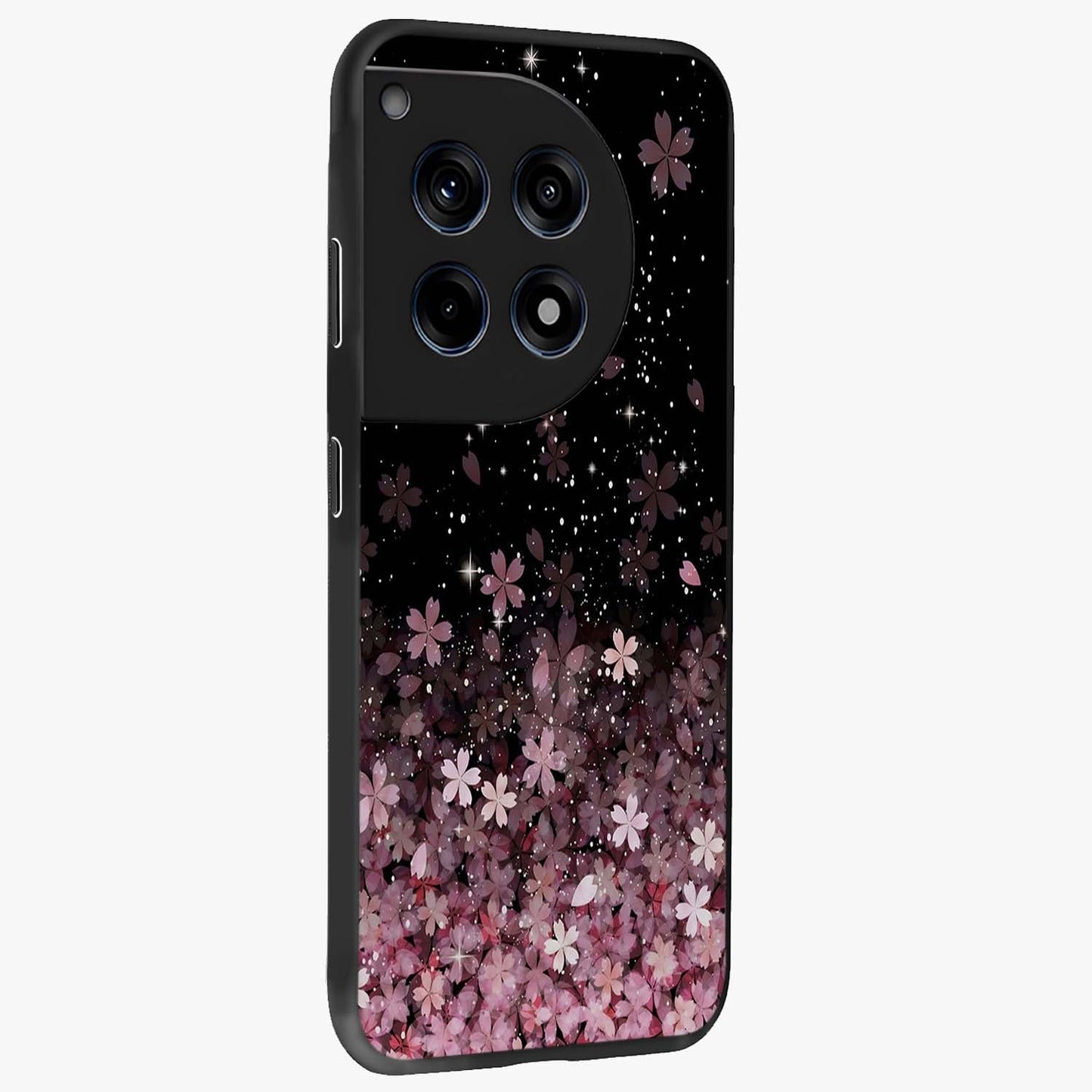Small Starry Flowers Glass Case for 1+12R side perspective highlighting delicate bloom textures and premium edges