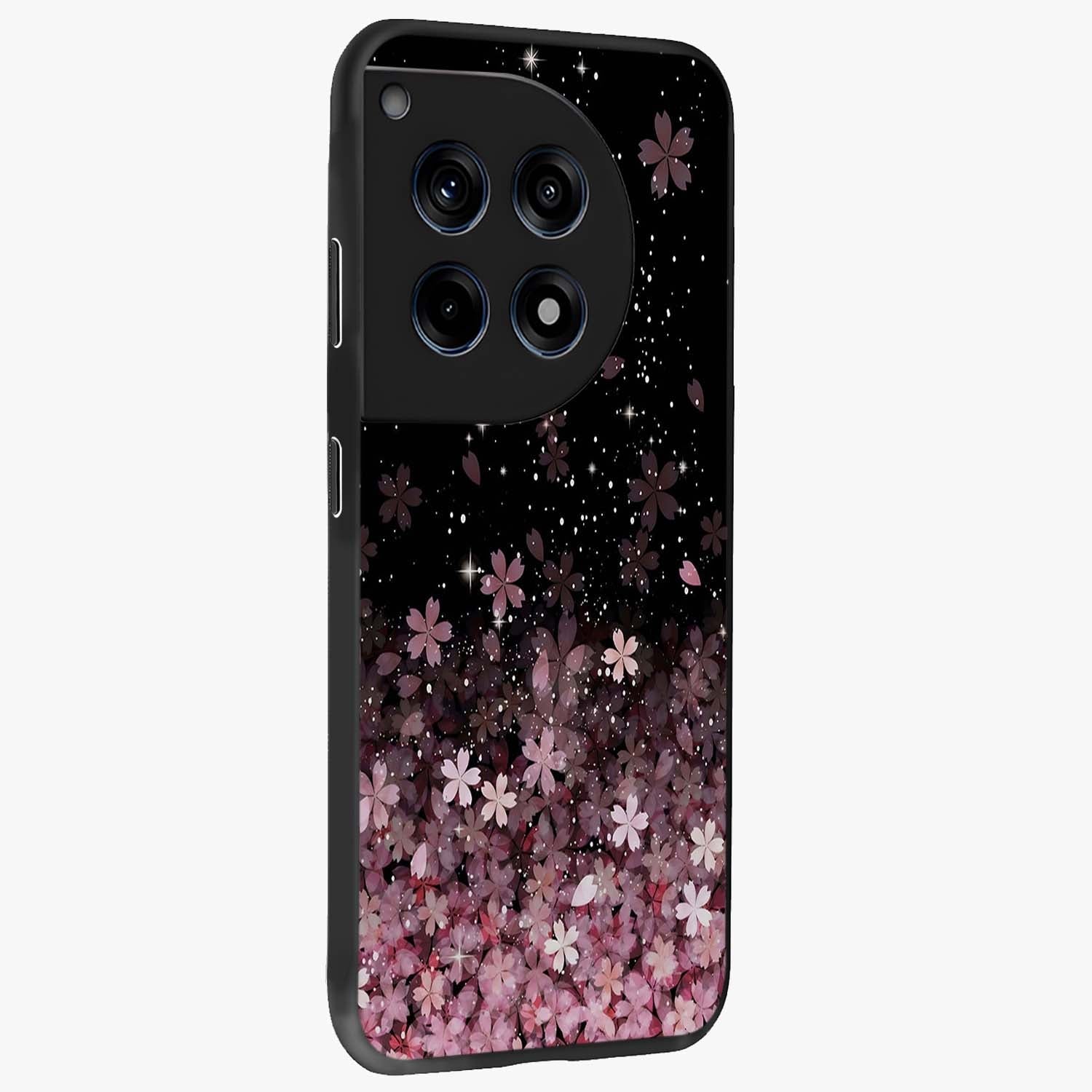 Small Starry Flowers Glass Case for 1+12R side perspective highlighting delicate bloom textures and premium edges