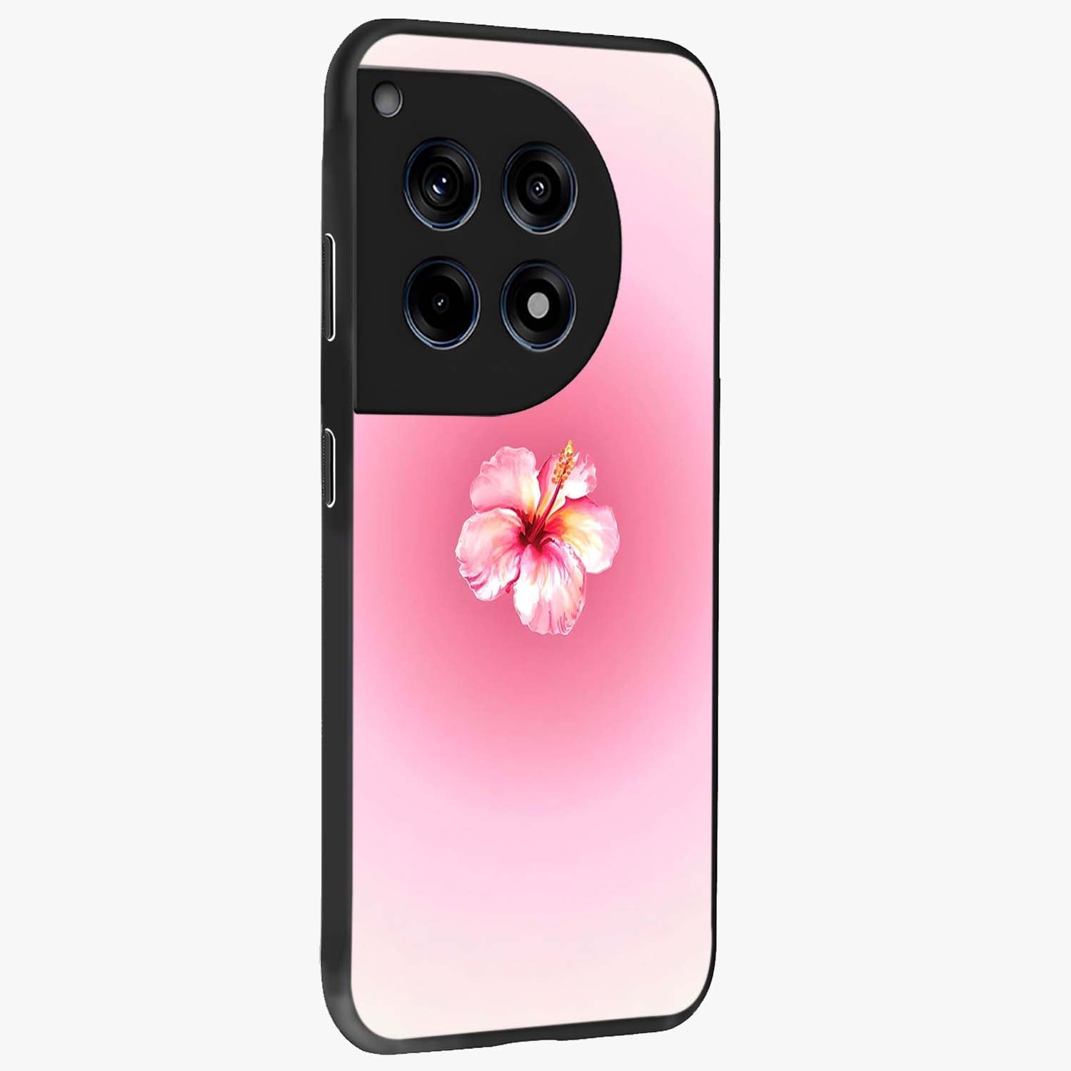 Soft Petal Serenity Glass Case for 1+12R side perspective highlighting refined petal textures and premium edges