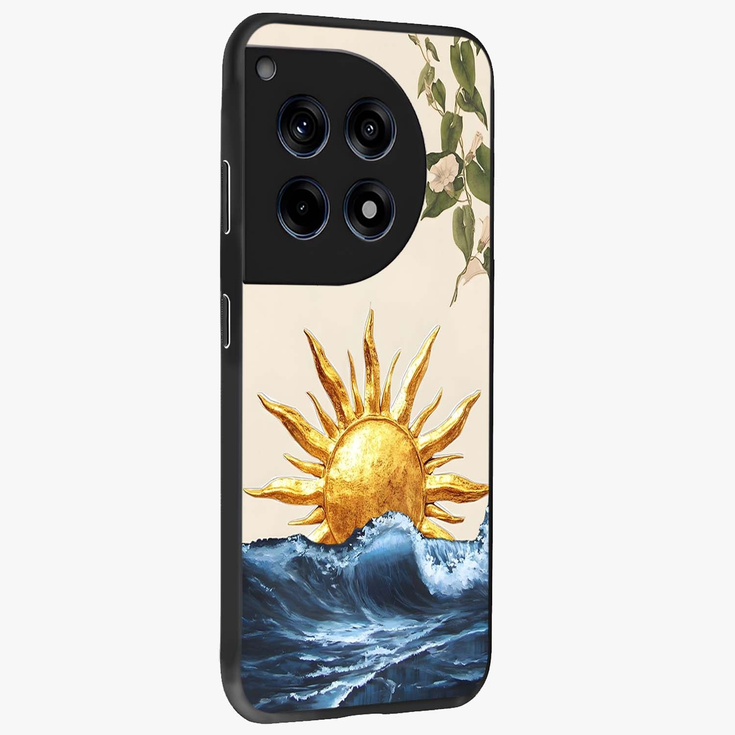 Solar Wave Bloom Glass Case for 1+12R side perspective highlighting radiant textures and premium edges