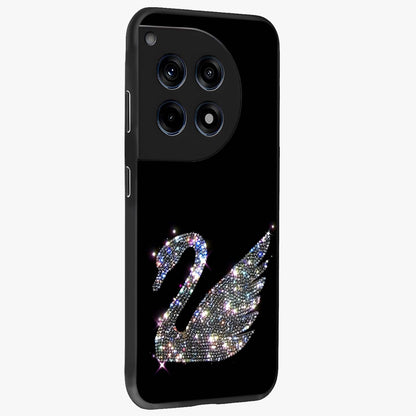 Starlit Swan Grace Glass Case for 1+12R side perspective highlighting elegant feather textures and smooth build