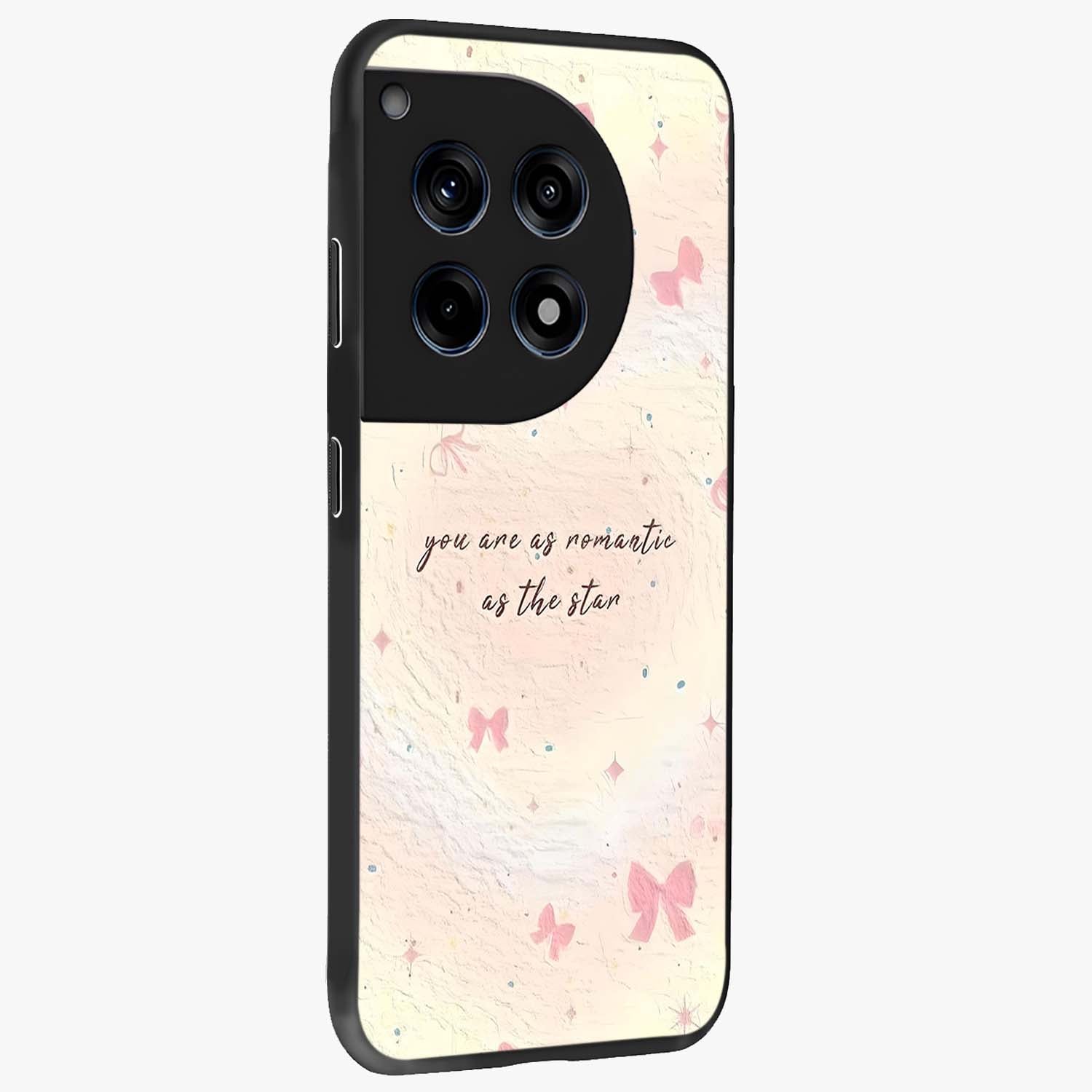 Starry Bow Romance Glass Case for 1+12R side perspective highlighting delicate detailing and premium edges