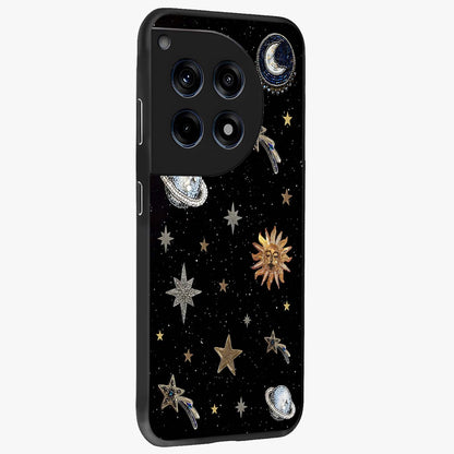 Stars and Planets Brooches Glass Case for 1+12R side perspective highlighting intricate planetary textures and sleek build