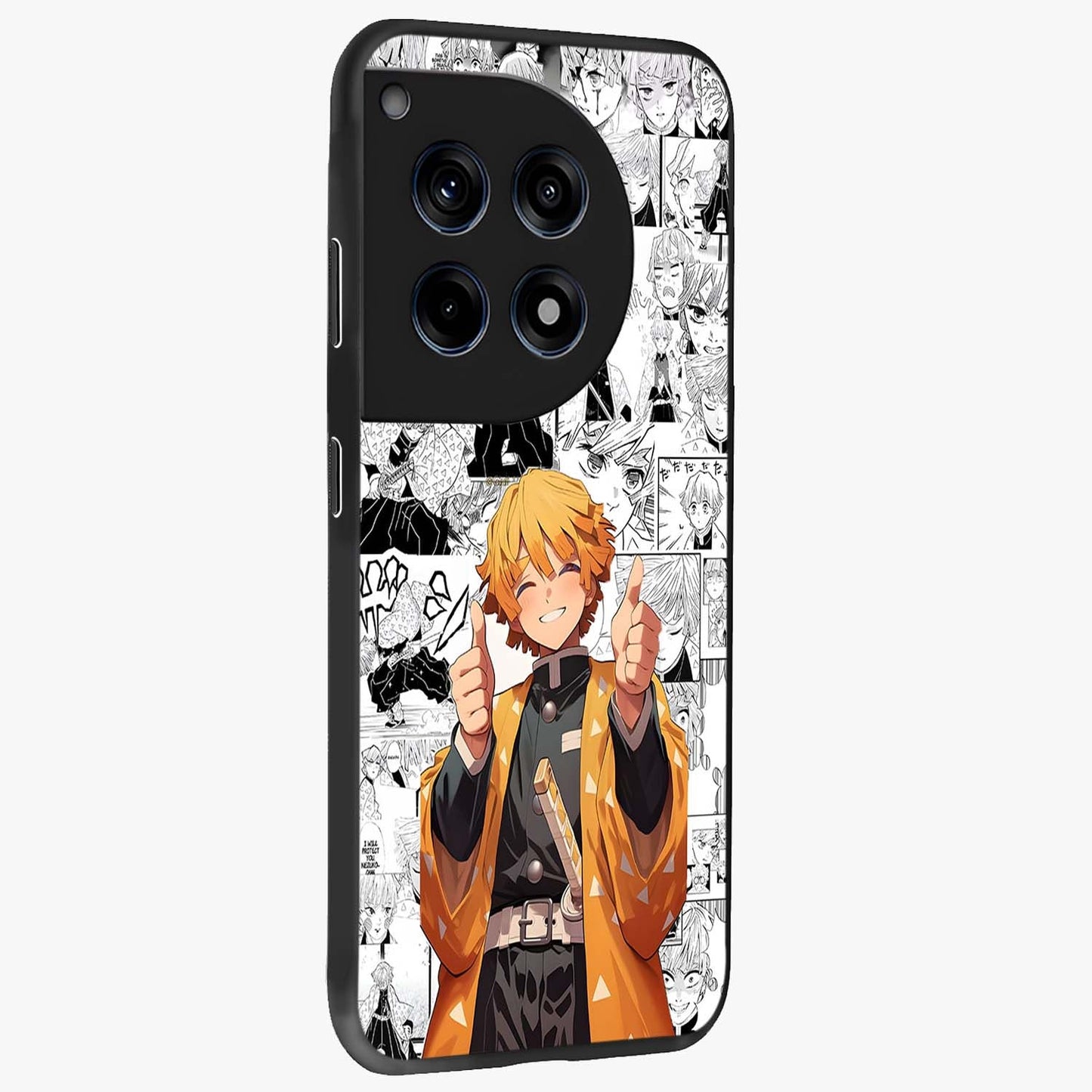 Thunder Smile Hero Glass Case for 1+12R side perspective highlighting dynamic textures and premium edges