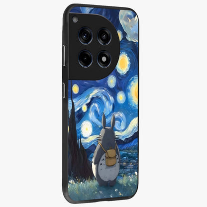 Totoro in Van Gogh Art Glass Case for 1+12R side perspective highlighting textured artistic patterns and premium edges