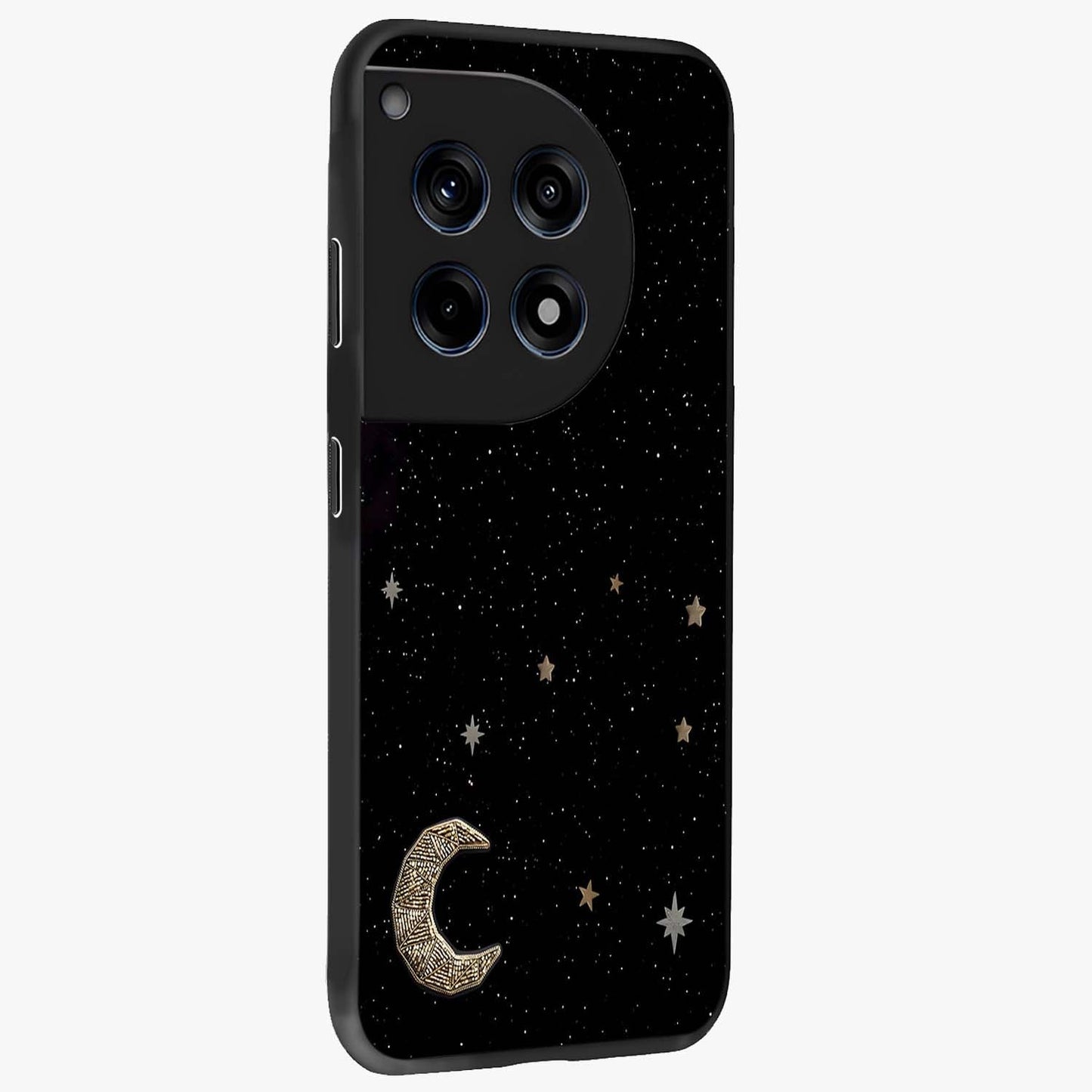 Twinkle Star With Half Moon Glass Case for 1+12R side perspective highlighting glowing star textures and smooth build
